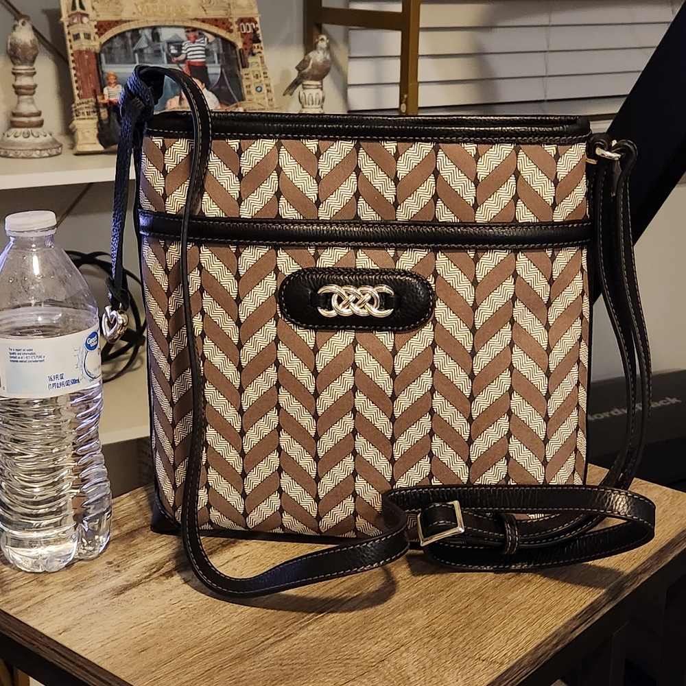 Brighton BAG PURSE JOURNEY CROSSBODY BROWN BLACK LEATHER $365 NEW
